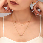 Sparkling Infinity CZ Layered Necklace & Bracelet Jewelry Set