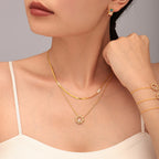 Sparkling Sunburst CZ Pendant Necklace & Bracelet Jewelry Set