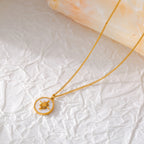 French Vintage Shell Medallion Gold Necklace