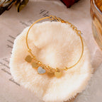 Pave Crystal Heart Charm Bangle Bracelet
