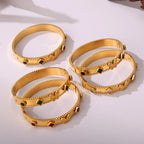 Vintage Beaded Gear Edge Crystal Gemstone Butterfly Bangle