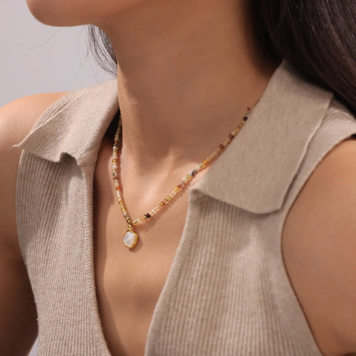 Bohemian Natural Stone Beaded Choker Necklace