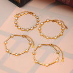 4-Piece 18K Gold Cubic Zirconia Layered Bracelet Set