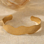 Textured Wave Open Cuff Bangle