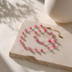 Boho Pink Raw Gemstone Necklace & Bracelet Set
