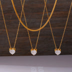 Heart CZ Layered Pendant Necklace