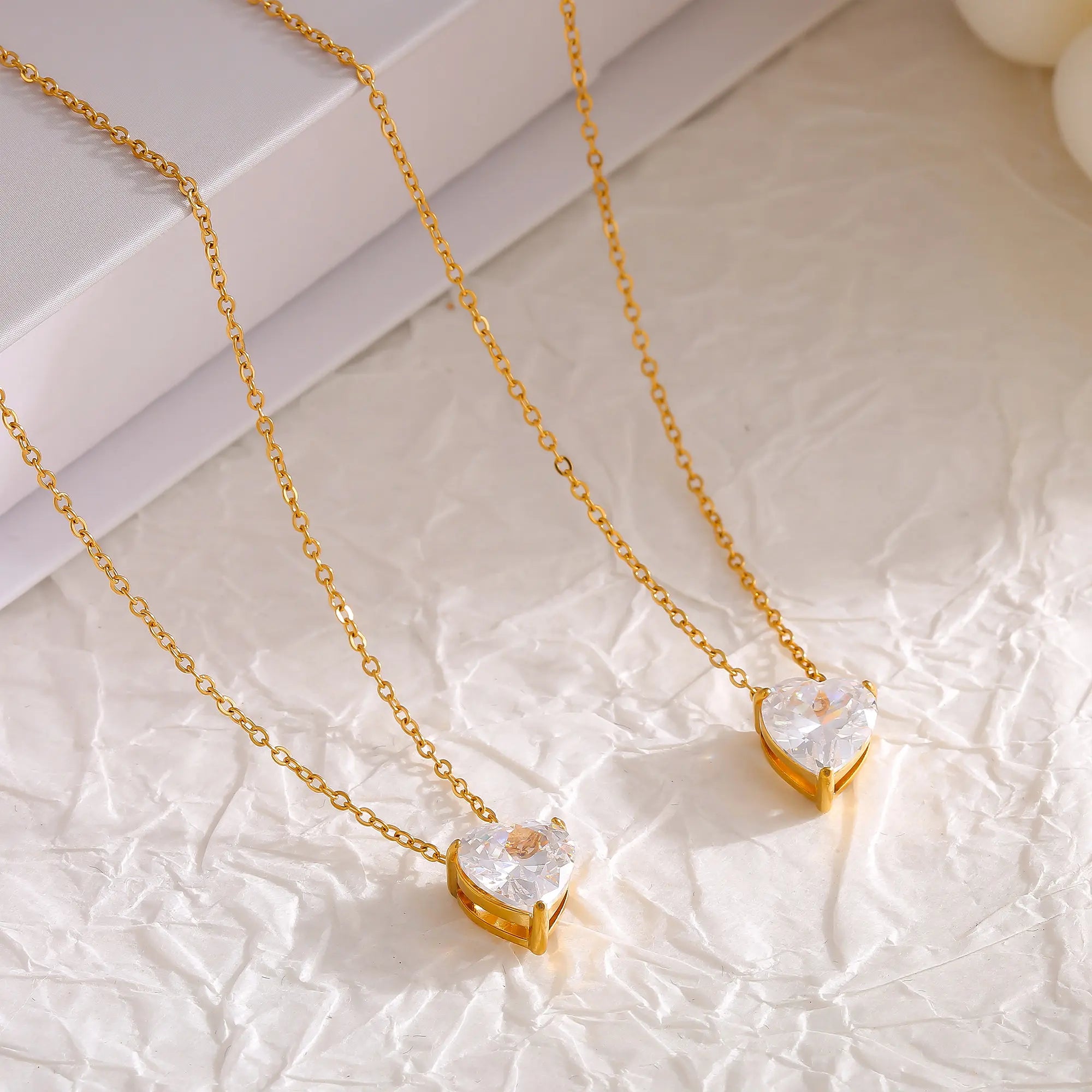 Heart CZ Layered Pendant Necklace
