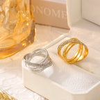 Vintage Criss Cross Multi-Layer Pavé Band Ring