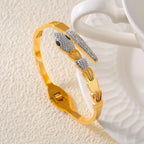Pave Crystal Snake Motif Cutout Hinge Bangle