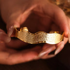 Textured Wave Open Cuff Bangle