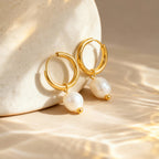 Aurelia Baroque Freshwater Pearl Hoop Earrings in 18K Gold Plated