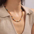 Boho Colorful Natural Stone Beaded Choker Necklace