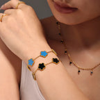 18K Gold Plated 5-Leaf Clover Motif Bracelet