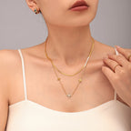 Sparkling CZ Clover Flower Necklace & Bracelet Jewelry Set