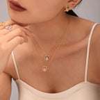 Double Circle CZ Necklace Bracelet & Ring Jewelry Set