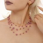 Boho Pink Raw Gemstone Necklace & Bracelet Set