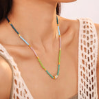 Dopamine Colorful Beaded CZ Charm Choker Necklace