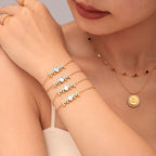 18K Gold Plated MOM Heart Crystal Chain Bracelet