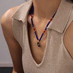 Bohemian Celestial Starry Night Enamel Pendant Necklace