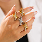 Vintage Criss Cross Multi-Layer Pavé Band Ring