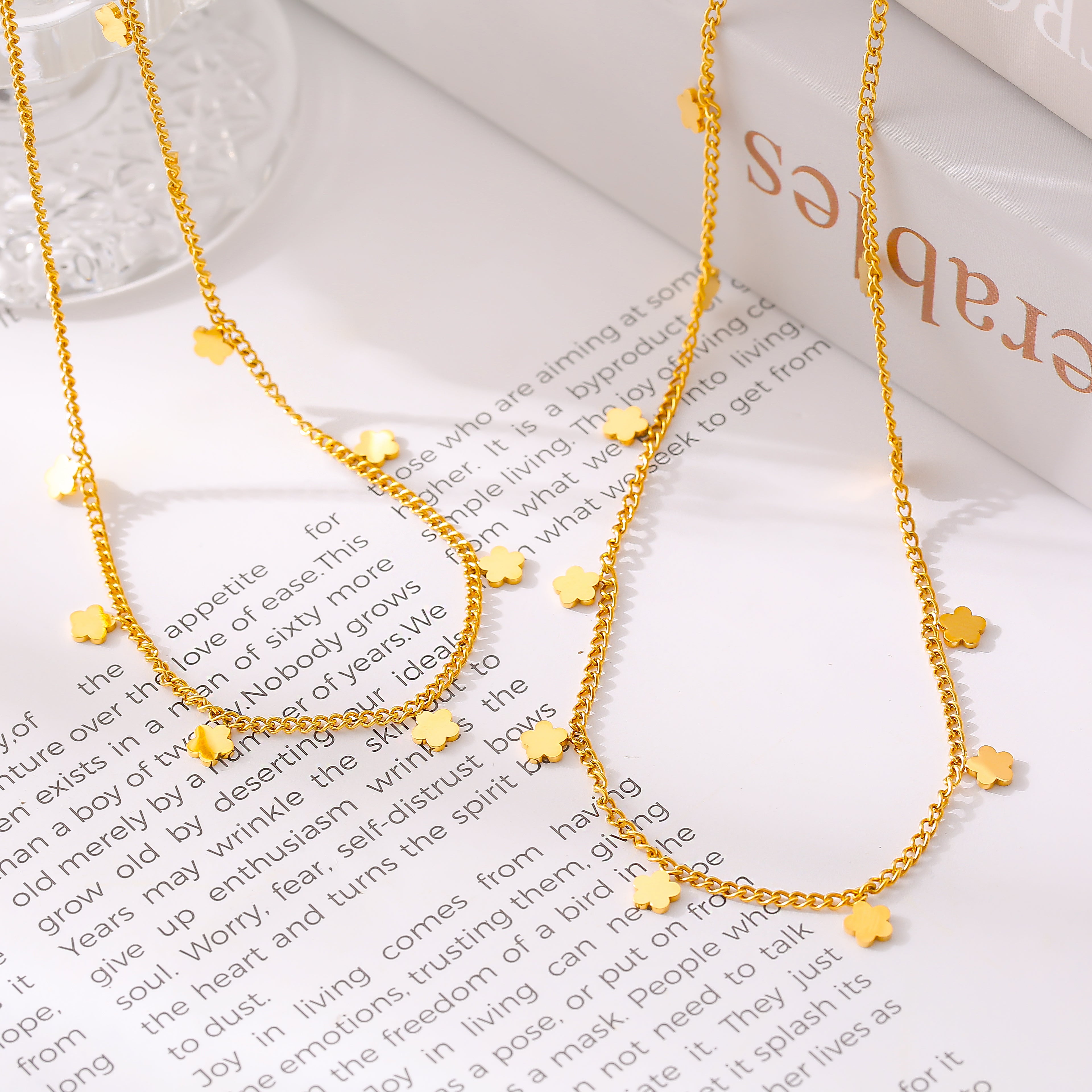 Dainty Multi Flower Charm Choker Necklace