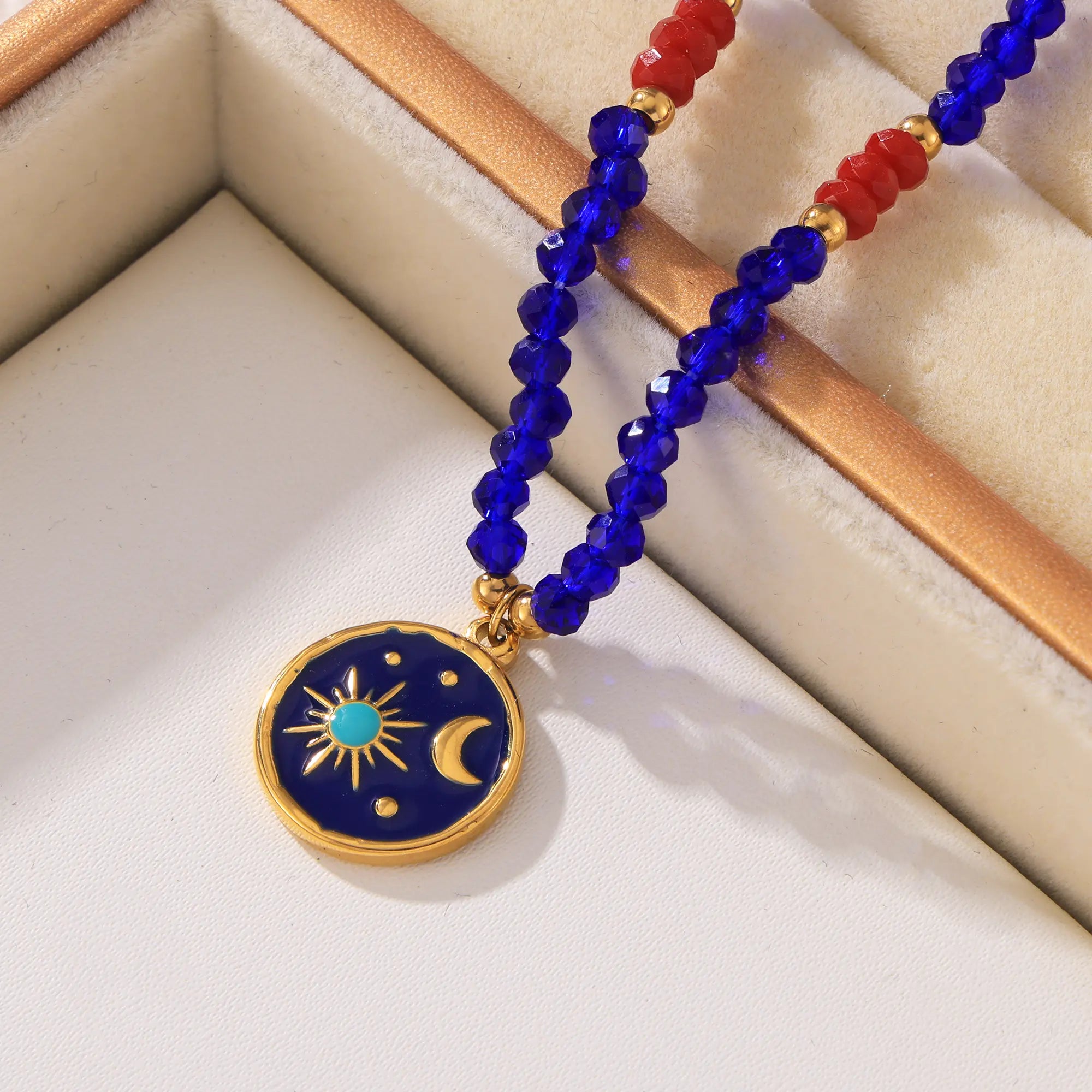 Bohemian Celestial Starry Night Enamel Pendant Necklace