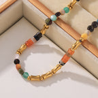 Boho Colorful Natural Stone Beaded Choker Necklace