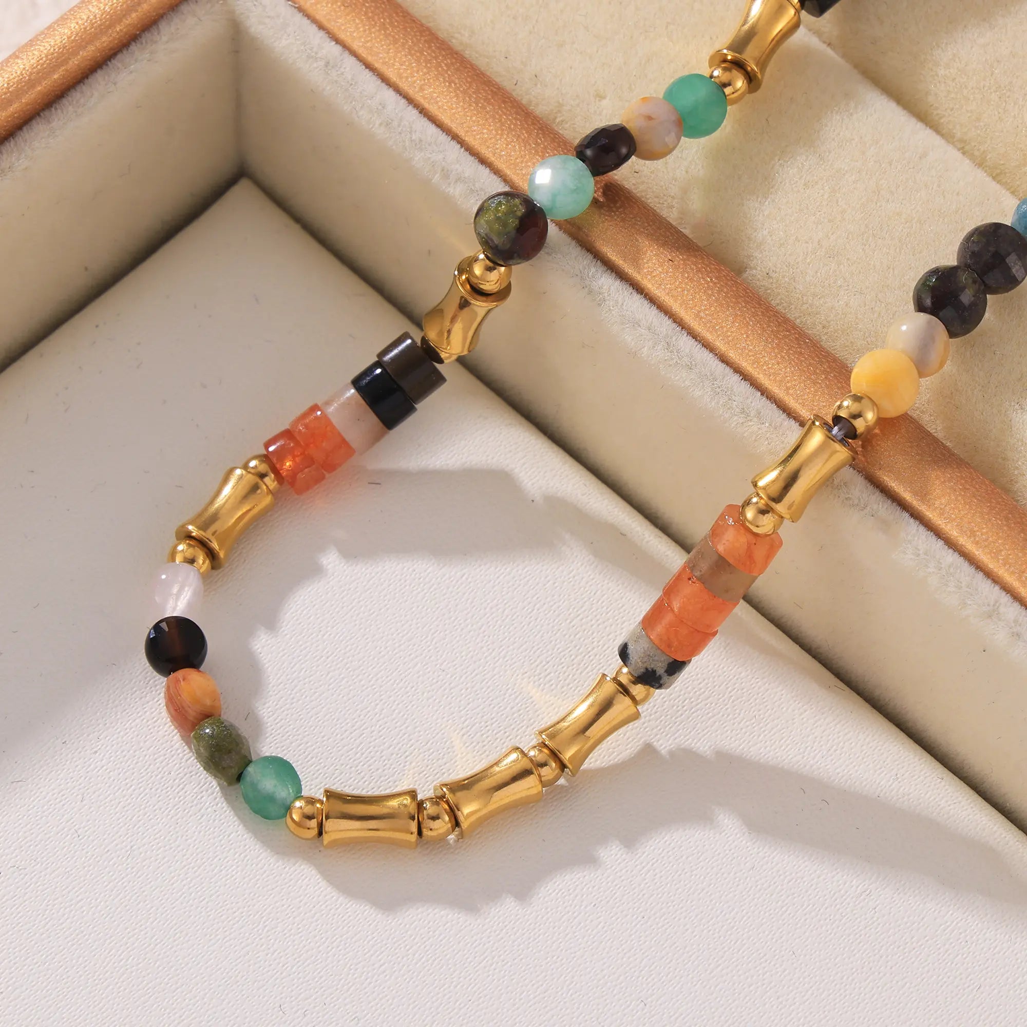 Boho Colorful Natural Stone Beaded Choker Necklace