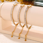 18K Gold Plated Star Baguette Cubic Zirconia Herringbone Bracelet
