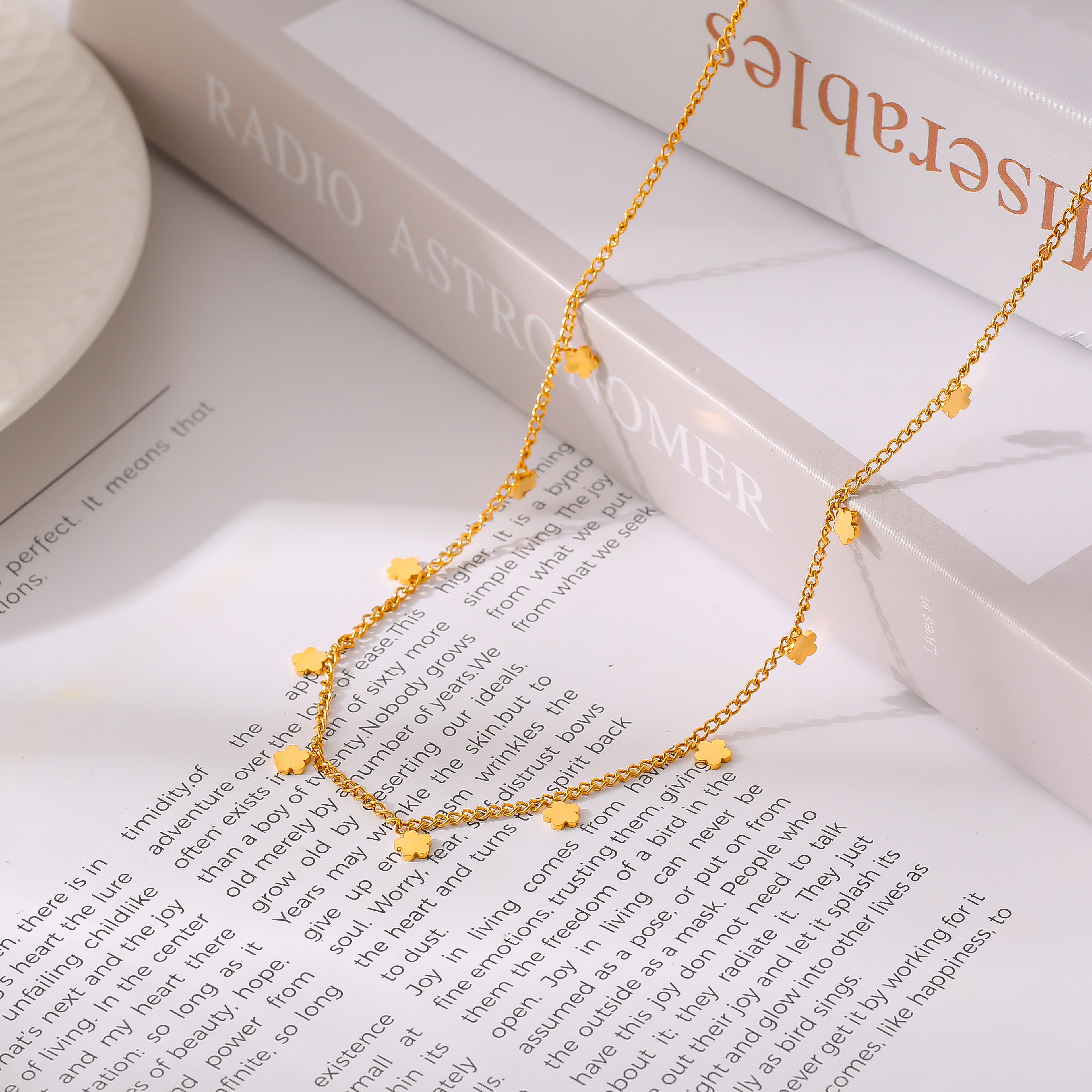 Dainty Multi Flower Charm Choker Necklace