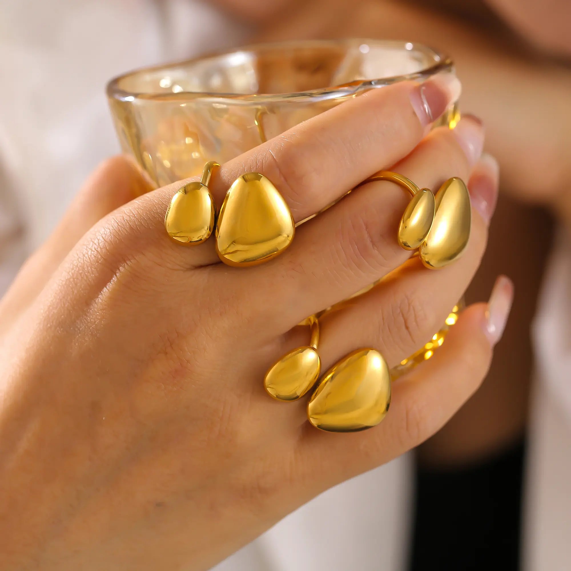 Irregular Geometric Liquid Metal Open Ring