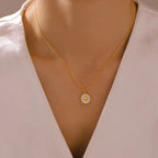 French Vintage Shell Medallion Gold Necklace