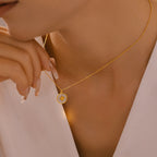 French Vintage Shell Medallion Gold Necklace