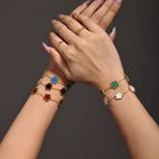 18K Gold Plated 5-Leaf Clover Motif Bracelet