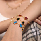 18K Gold Plated 5-Leaf Clover Motif Bracelet