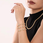 18K Gold Plated Emerald Cut CZ Geometric Station Bracelet