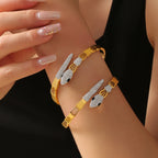 Pave Crystal Snake Motif Cutout Hinge Bangle