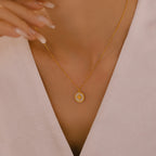 French Vintage Shell Medallion Gold Necklace