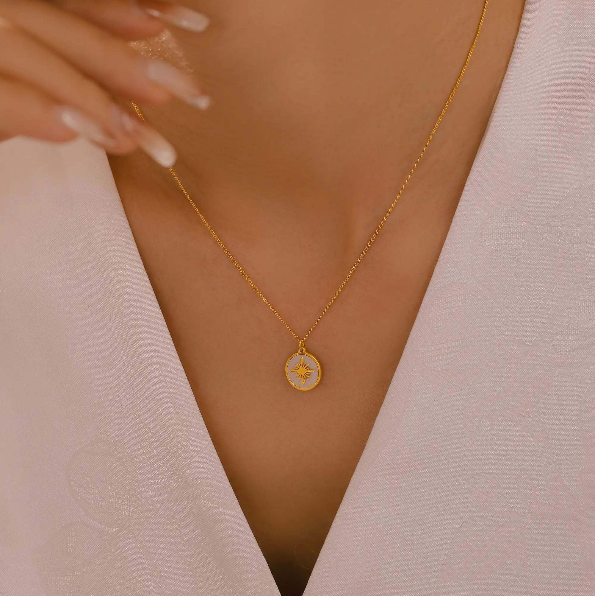 French Vintage Shell Medallion Gold Necklace