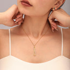 CZ Pave Infinity Loop Pendant Necklace & Curved Bar Bracelet Set