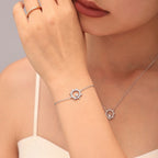 Sparkling Sunburst CZ Pendant Necklace & Bracelet Jewelry Set