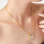 Floating Crystal Perfume Bottle Pendant Necklace