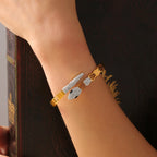Pave Crystal Snake Motif Cutout Hinge Bangle