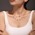 Colorful Gemstone Layered Necklace and Bracelet Set
