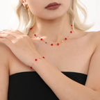 Colorful Gemstone Beads Necklace & Bracelet Jewelry Set