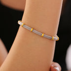 18K Gold Bamboo Mesh Chain Bracelet