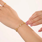 18K Gold Plated Sparkling CZ Clover Station Bracelet