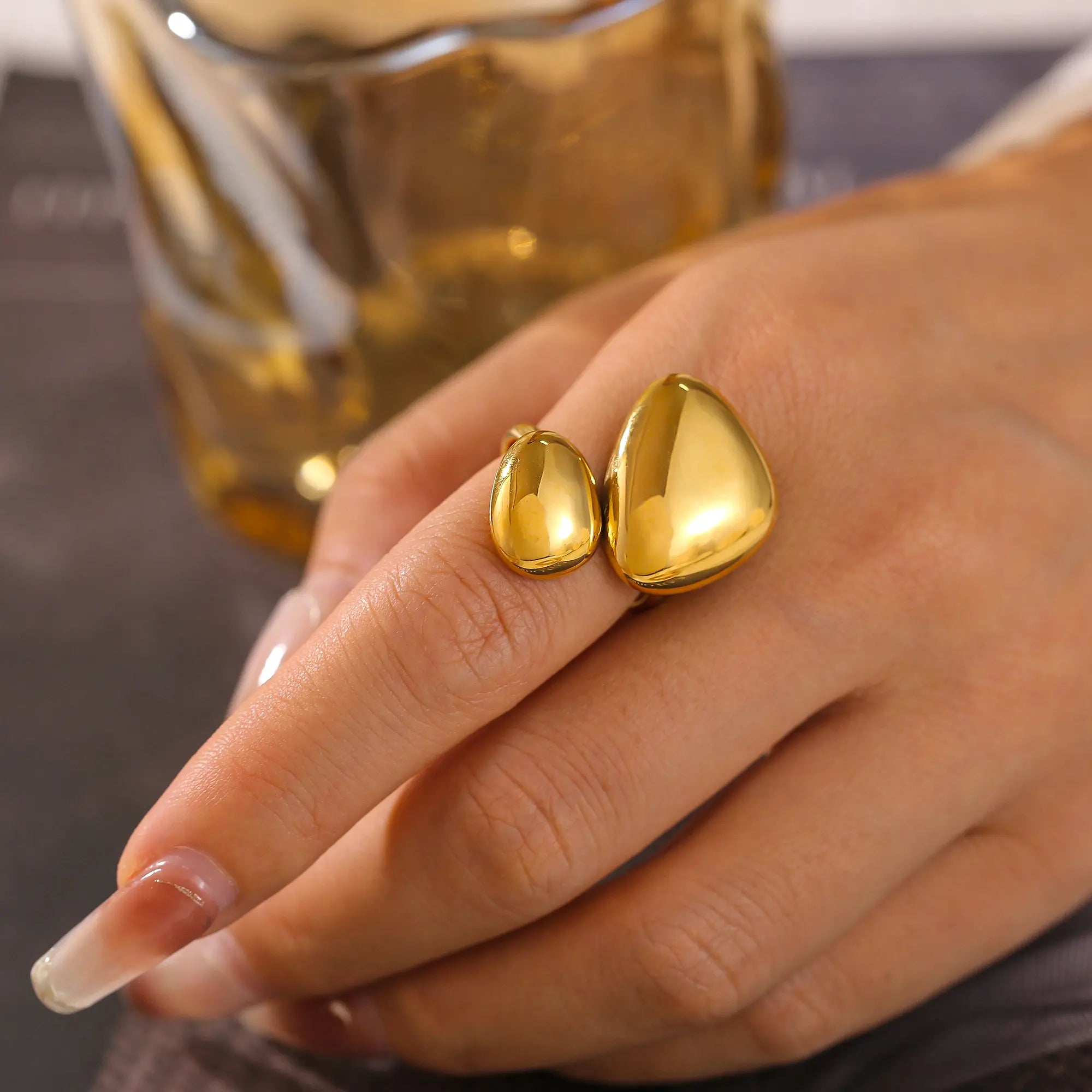 Irregular Geometric Liquid Metal Open Ring