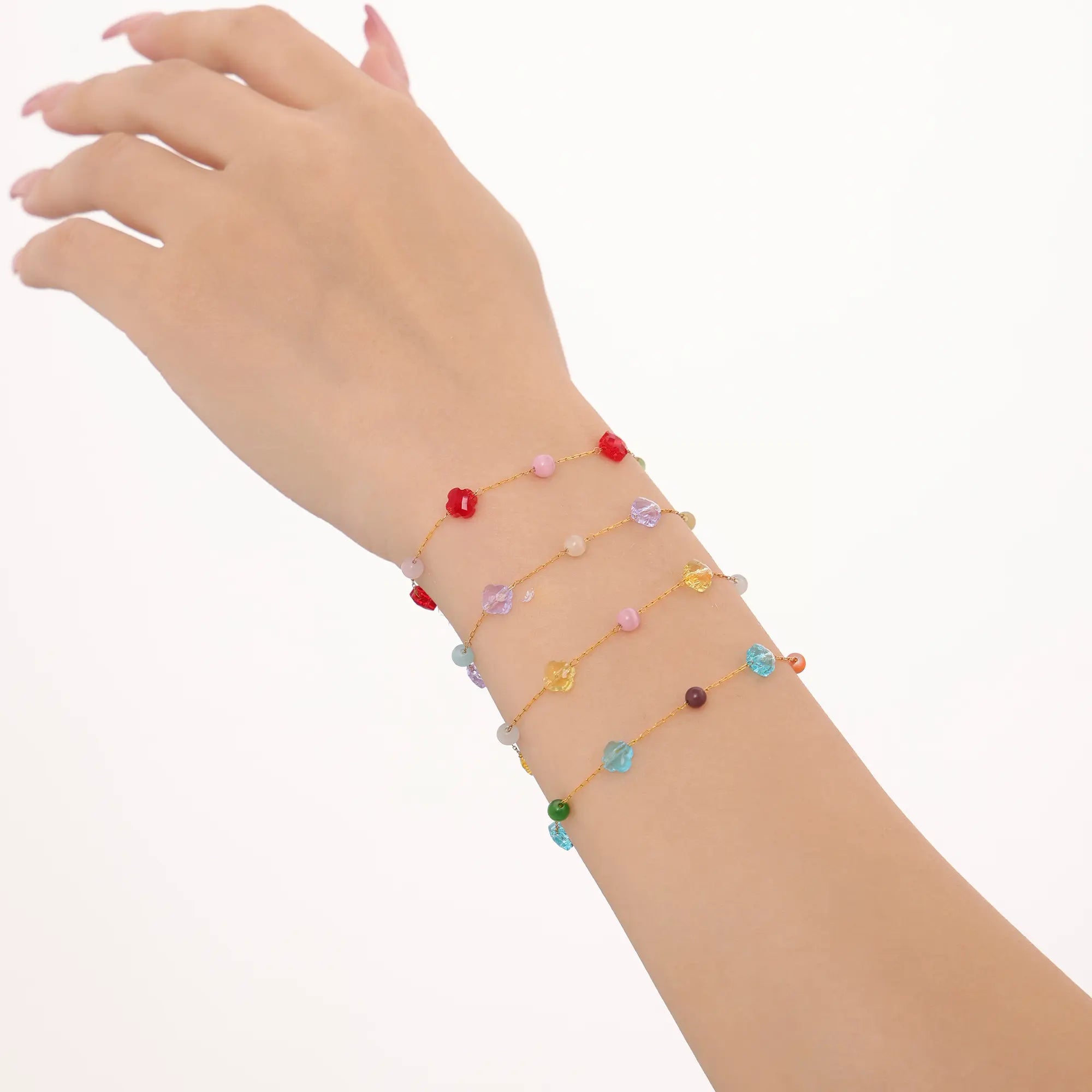 Colorful Gemstone Beads Necklace & Bracelet Jewelry Set