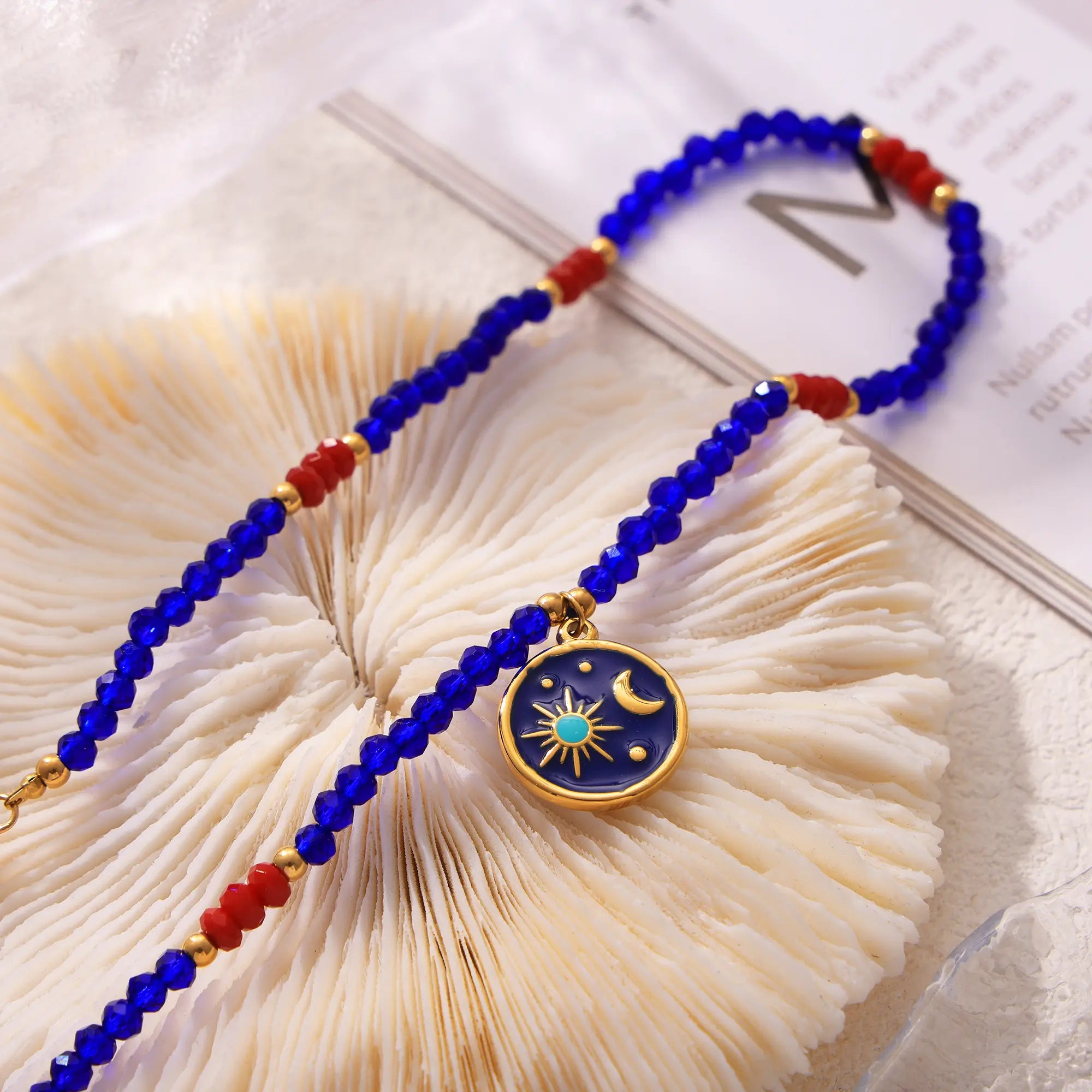 Bohemian Celestial Starry Night Enamel Pendant Necklace